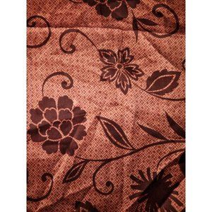 Vintage Cejon Large Flowers Burgundy Wine  and stitched hem  Made in India 1980s